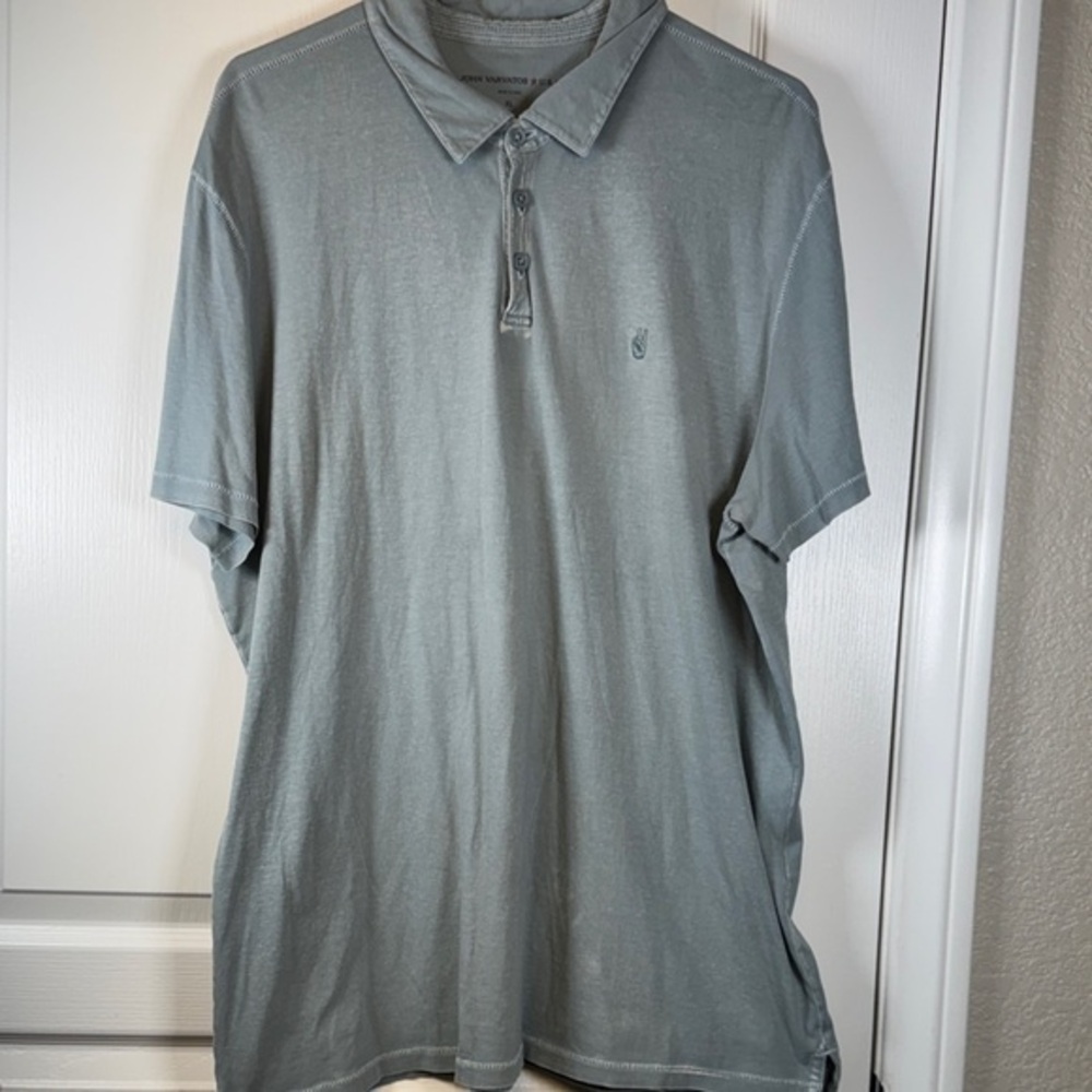 John Varvatos Washed Green Peace Polo Shirt Size XL GUC #5698